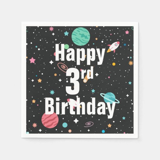 第3回誕生日ロケット艦と惑星 スタンダードカクテルナプキン (正面)