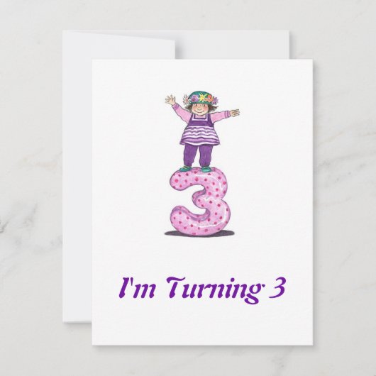 第3女の子の誕生日の招待状 招待状 (正面)