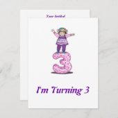 第3女の子の誕生日の招待状 招待状 (正面/裏面)