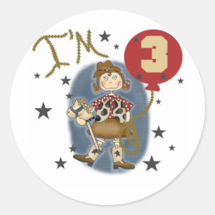 第3女性のカーボーイ誕生日Tシャツとギフト ラウンドシール
