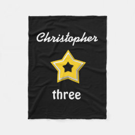 第3層にされた星の金ゴールドの黒A14の誕生日 フリースブランケット