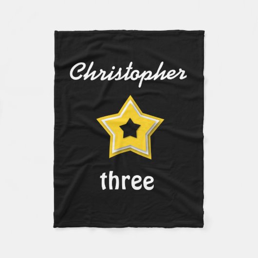 第3層にされた星の金ゴールドの黒A14の誕生日 フリースブランケット (正面)