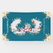 第3期バースフラワーティール(緑がかった色)フォトコラージブルーイエロー 横断幕 (横)