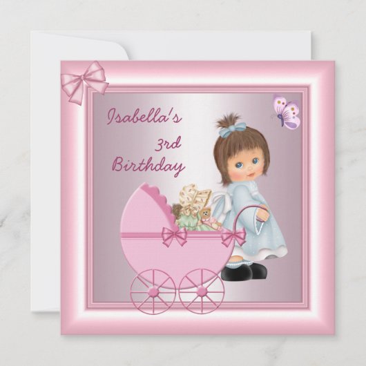 第3期パーティーかわいらしピンクガール 招待状 (正面)