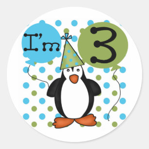 第3期ペンギン誕生日Tシャツとギフト ラウンドシール