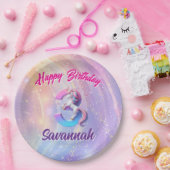 第3期ユニコーンパステルグラデーションお洒落パーティー ペーパープレート (パーティー)