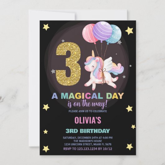 第3期ユニコーン誕生日招待状 招待状 (正面)
