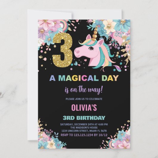 第3期ユニコーン誕生日招待状 招待状 (正面)