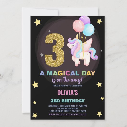 第3期ユニコーン誕生日招待状 招待状 (正面)