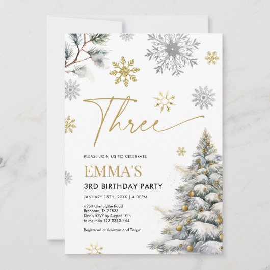 第3期招待状ウィンター3誕生日 招待状 (正面)