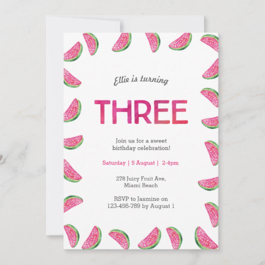 第3期招待状 |熱帯スイカピンク 招待状 (正面)
