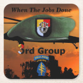 第3特殊部隊グループSF SFGグリーンベレー スクエアペーパーコースター (正面)