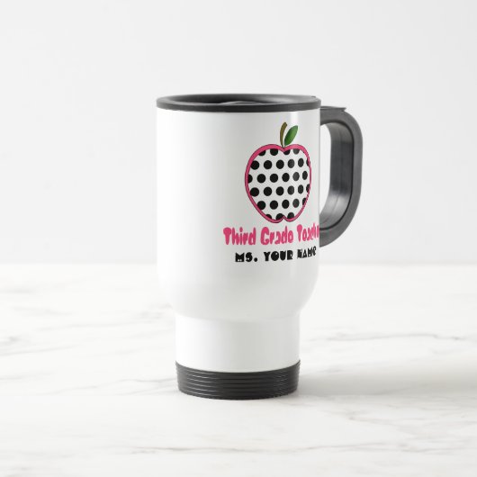 第3等級の先生のマグ-水玉模様Apple トラベルマグ (正面右)