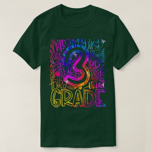 第3級タイポグラフィ先生絞り染め戻る Tシャツ (デザイン正面)