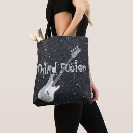 第3融合のベースギターの黒 トートバッグ (クローズアップ)