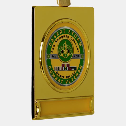 第3装甲騎兵連隊デザートストーム退役軍人 ゴールドプレートバナーオーナメント (右)