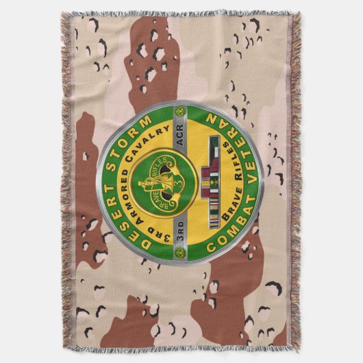 第3装甲騎兵連隊デザートストーム退役軍人 スローブランケット (正面縦)