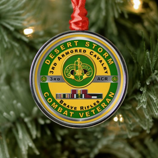 第3装甲騎兵連隊デザートストーム退役軍人 メタルオーナメント (ツリー)