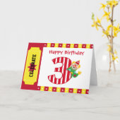 第3誕生日になびくサーカスピエロカード カード (黄色い花)