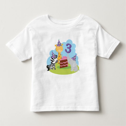 第3誕生日のサファリ トドラーTシャツ (正面)