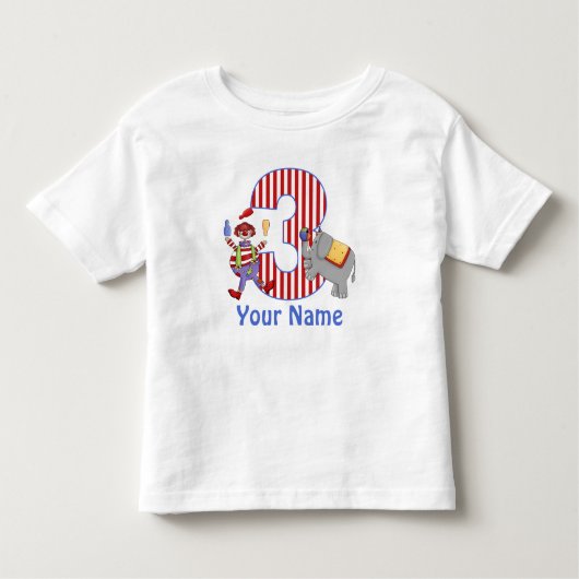第3誕生日のサーカスのパーソナライズなTシャツ トドラーTシャツ (正面)