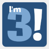 第3誕生日の名前をカスタムするの海軍および空色 スクエアシール (正面)