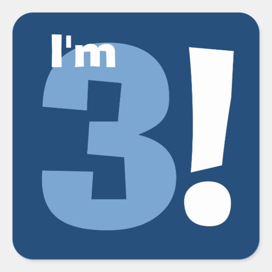 第3誕生日の名前をカスタムするの海軍および空色 スクエアシール (正面)