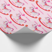 第3誕生日の女の子の揺り木馬の芸術のギフト用包装紙 ラッピングペーパー (角)