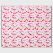 第3誕生日の女の子の揺り木馬の芸術のギフト用包装紙 ラッピングペーパー (フラット)