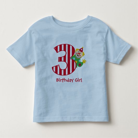 第3誕生日の振るサーカスのピエロのTシャツ トドラーTシャツ (正面)