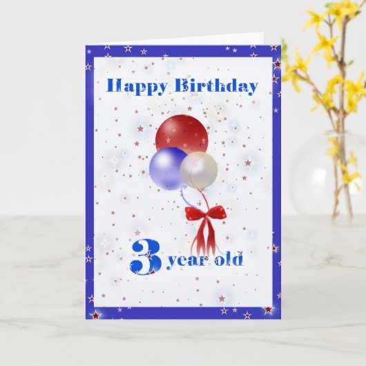 第3誕生日の気球 カード (黄色い花)