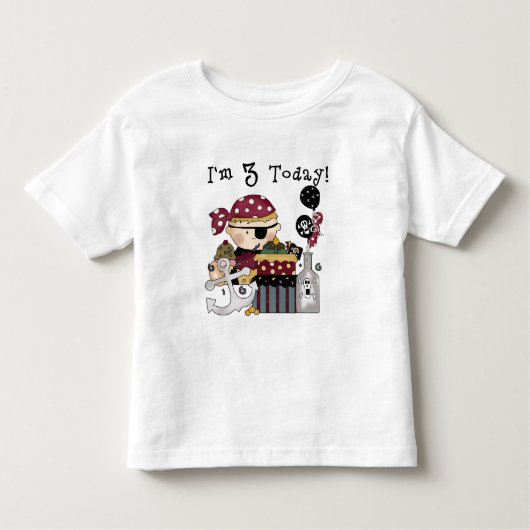 第3誕生日の海賊Tシャツおよびギフト トドラーTシャツ (正面)