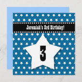 第3誕生日の3歳の男の子のブルースターV01B 招待状 (正面/裏面)