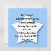 第3誕生日の3歳の男の子のブルースターV01B 招待状 (裏面)