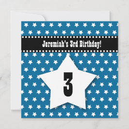 第3誕生日の3歳の男の子のブルースターV01B 招待状