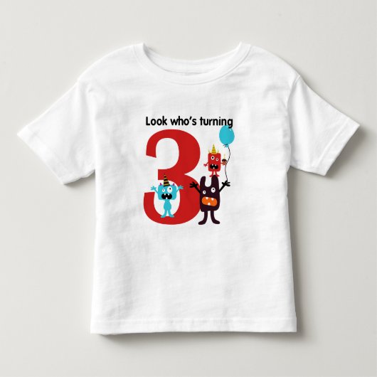 第3誕生日のTシャツのかわいいモンスター トドラーTシャツ (正面)