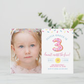 第3誕生日ドーナツ写真カード招待状 招待状 (スタンド正面)