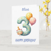 第3誕生日バルーンハッピーバースデー カード (黄色い花)