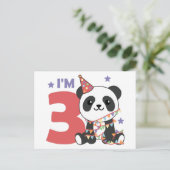 第3誕生日パンダ子供用3年はがき ポストカード (スタンド正面)
