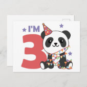 第3誕生日パンダ子供用3年はがき ポストカード (正面/裏面)