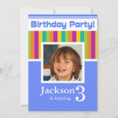 第3誕生日パーティの招待状おもしろいネオンボーイ 招待状 (正面)