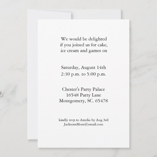 第3誕生日パーティの招待状おもしろいネオンボーイ 招待状 (裏面)