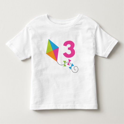第3誕生日凧のデザインのギフト トドラーTシャツ (正面)