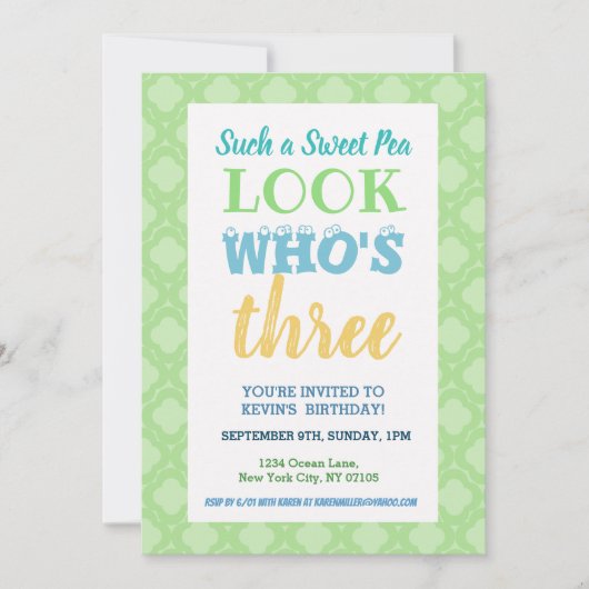 第3誕生日招待状語 招待状 (正面)