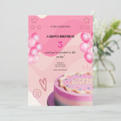 第3誕生日招待状 – かわいい&カスタマイズ可能なパーツ 招待状 (スタンド正面)