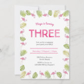 第3誕生日招待状|熱帯フラミンゴ 招待状 (正面)