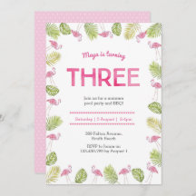 第3誕生日招待状|熱帯フラミンゴ