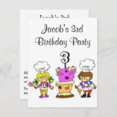 第3誕生日料理パーティー 招待状 (正面/裏面)