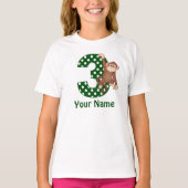 第3誕生日猿のパーソナライズなワイシャツ Tシャツ (正面)
