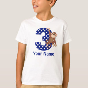 第3誕生日猿の青くパーソナライズなワイシャツ Tシャツ